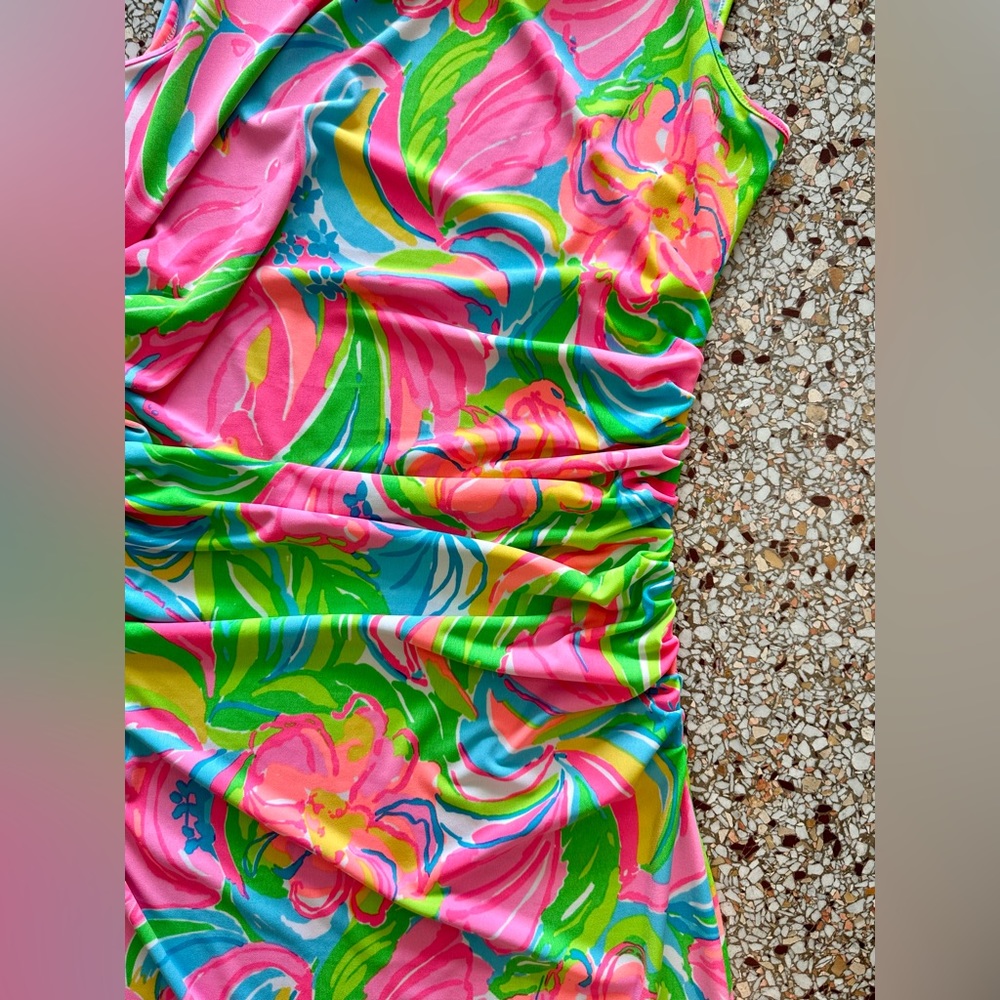 2015 Pink Label Lilly Pulitzer Ruched Tank Dress Pink Label Size Medium - Picture 2 of 6